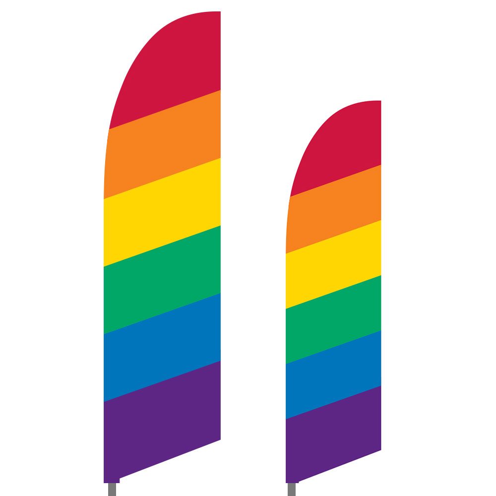 RAINBOW Colors Pride Swooper Banner Feather Flutter Bow Tall Curved Top Flag 