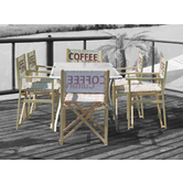 Advertising chairs have an attractive wooden frame with custom prints for advertising.