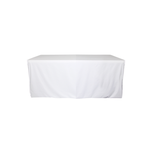 White fitted table cover