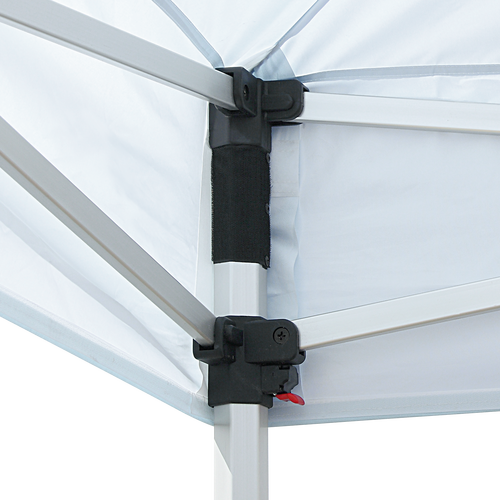 Hook-and-loop fastener keeps frame attached snugly to canopy
