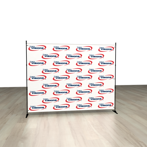 Your client's banner can be displayed on the optional adjustable backdrop hardware kit