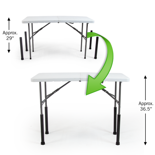Lift our 29" high straight legged table to 36.5" by adding the Straight Table Leg Extender Set