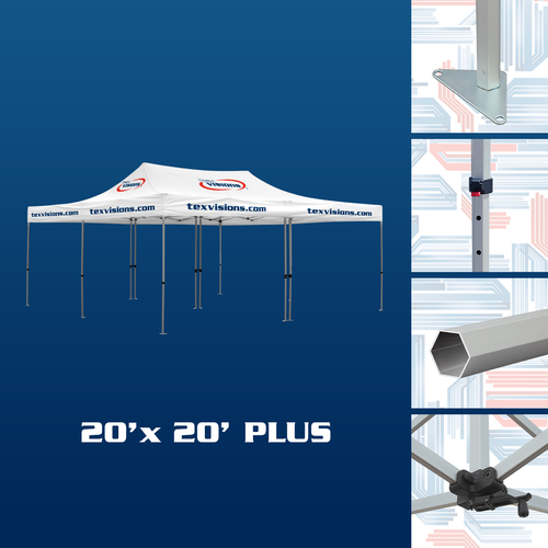 20 x 20 Plus Tent Frame consist of 2 connected 10 x 20 frames which makes storage and transport easy