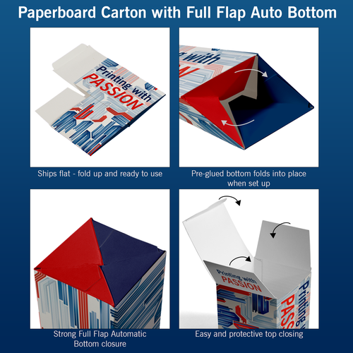 Paperboard Carton with Full Flag Automatic Bottom explained