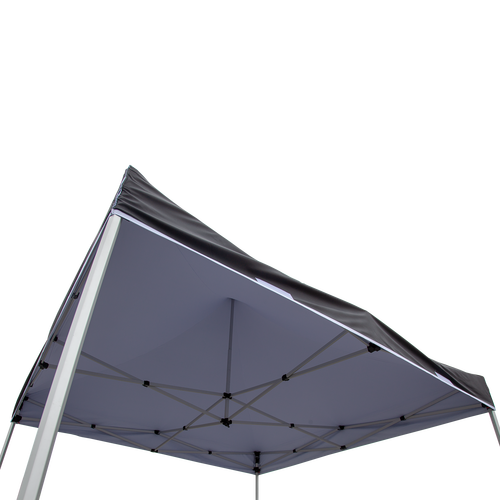 White canopy liner installed on tent frame creates an opaque ceiling (liner is not reversible)