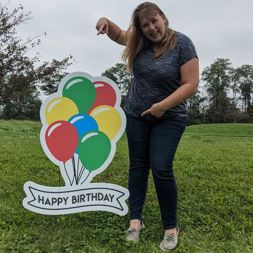 Happy Birthday Balloon Burst Sign