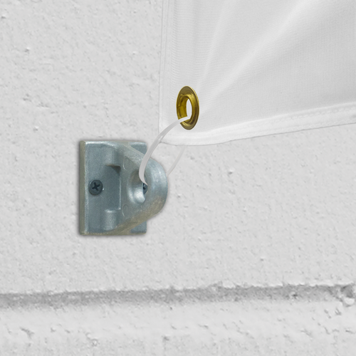 Eyelet brackets mount to walls and allow your banner to hang