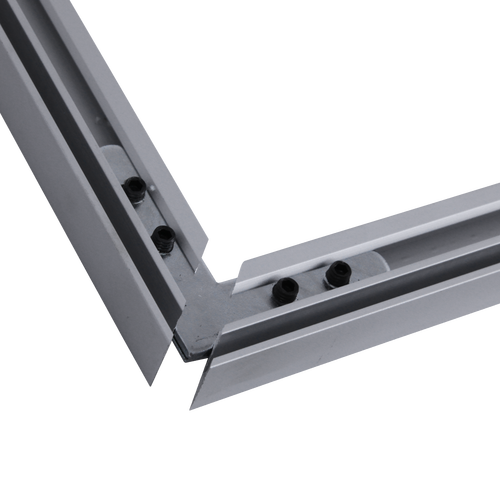 Edge connectors are included to put the aluminum profiles together and create your client’s frame