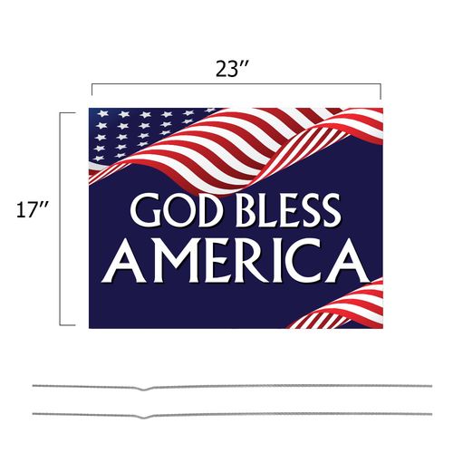 Dimensions of God Bless America Yard Sign