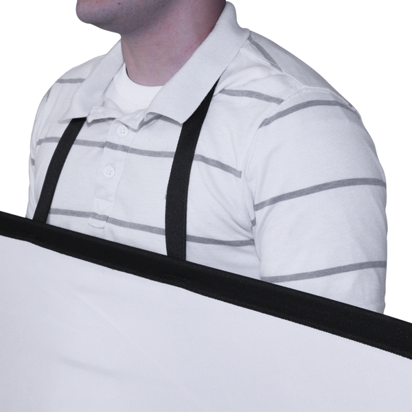 This Pop Out Walking Billboard model adds a neck strap to a Pop Out panel to create a mobile display