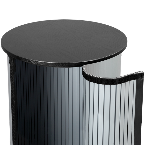 Tops and bottoms attach to wraparound casing with hook-and-loop fastener