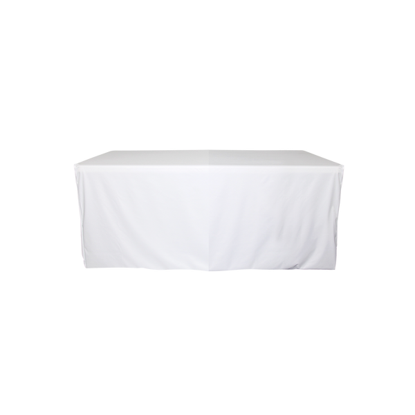 White fitted table cover