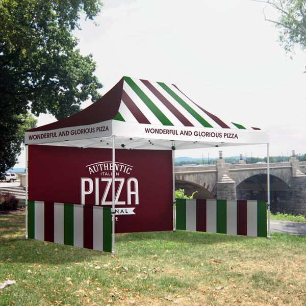 Use our all over print tents to broadcast your client's brand to interested parties Use our all over print tents to broadcast your client's brand to interested parties