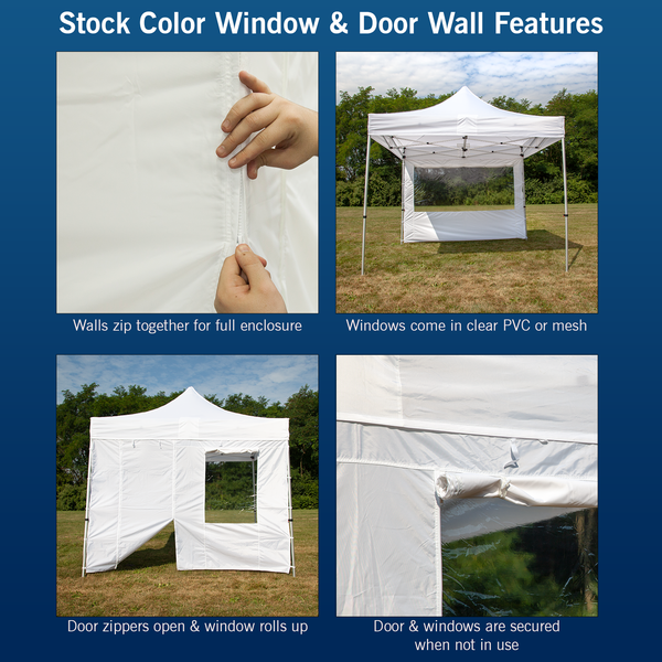 Features of our stock color walls with windows and doors