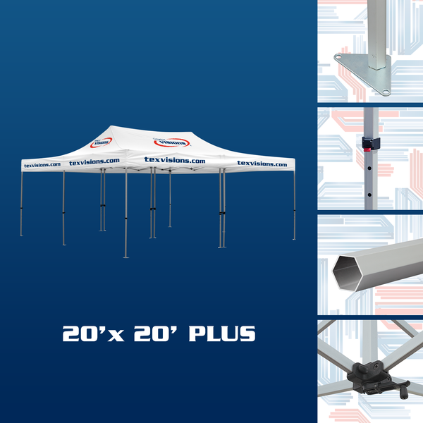 20 x 20 Plus Tent Frame consist of 2 connected 10 x 20 frames which makes storage and transport easy.