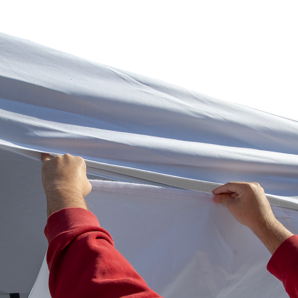 Attaches to tent canopy with loop fastener Attaches to tent canopy with loop fastener