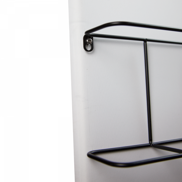Optional brochure holders are secured to the display Optional brochure holders are secured to the display