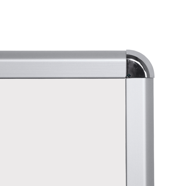 This classic wall display features a silver frame and rounded corners with an attractive chrome finish