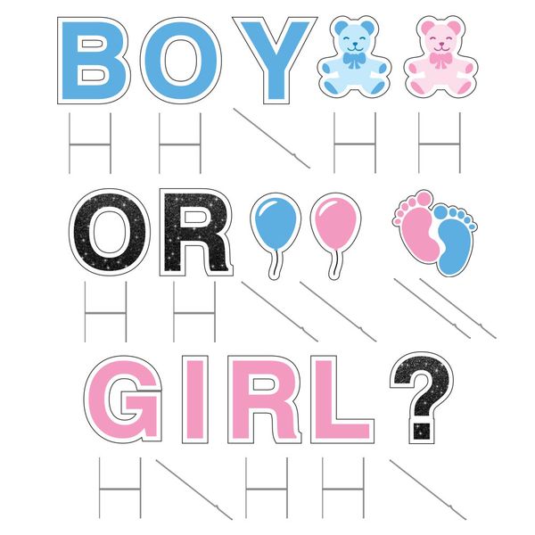 Boy or Girl yard cards with their stakes