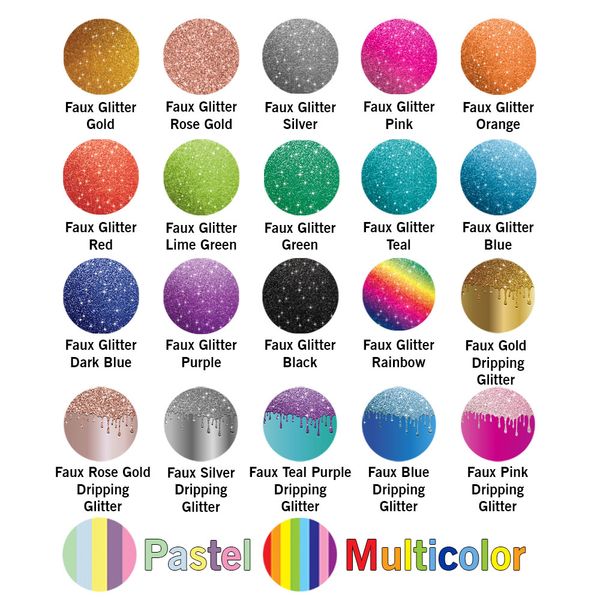 Glitter and multicolor color chart