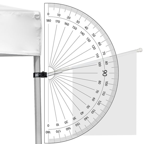 75° Basic/Plus flag holder being measured with a protractor