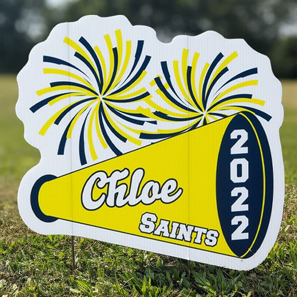 Easy to assemble megaphone yard signs