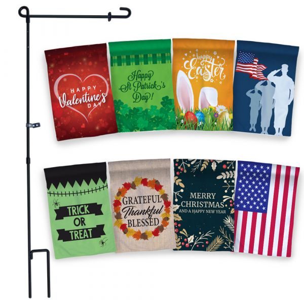 Seasonal garden flags set with stand Seasonal garden flags set with stand