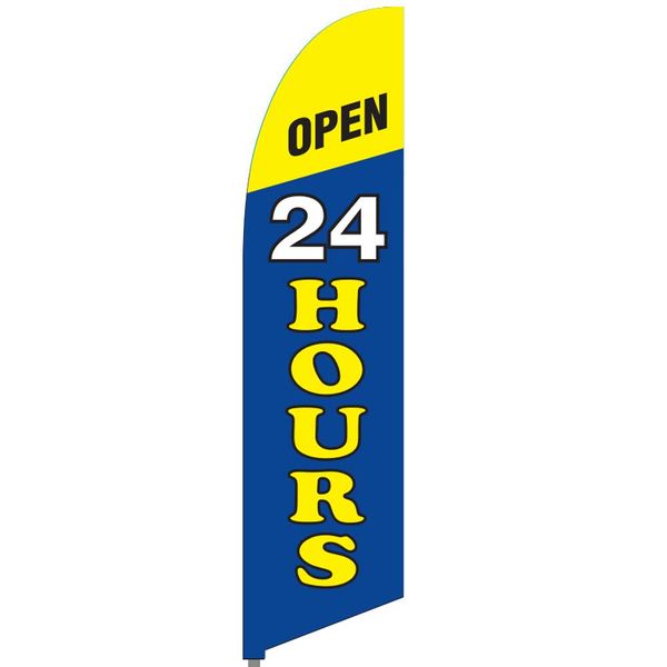 Open 24 Hours Feather Flag