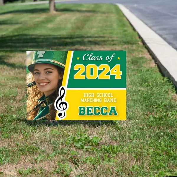 Marching band sign with photo