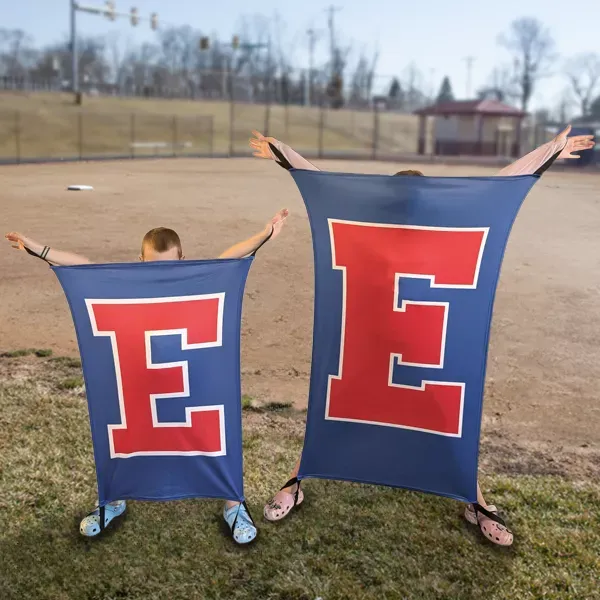 Youth body flag on the left and adult on the right