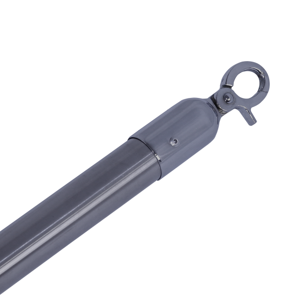 The Barrier System Premium features a steel pole for mounting your client’s custom print