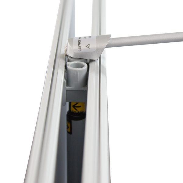 Double-Sided Roll Ups feature support poles with 2 attachments for Roll Up Lights