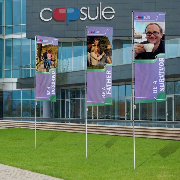 The T-Pole® Plus weighs 15lb and displays a single-reverse or double-sided flag that measures around 4’x12’ The T-Pole® Plus weighs 15lb and displays a single-reverse or double-sided flag that measures around 4’x12’