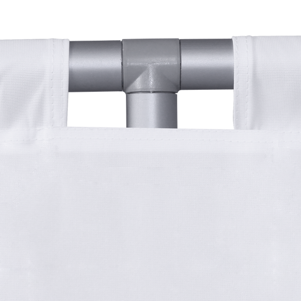 No tools are required so assembly simply involves inserting the T connector into the aluminum poles