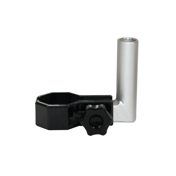 The holder fits around your client's tent leg and the pole rests in the holder to display the flag The holder fits around your client's tent leg and the pole rests in the holder to display the flag