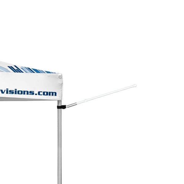 Simply slide the vinyl flag onto the white Advertising Tent Flagpole Simply slide the vinyl flag onto the white Advertising Tent Flagpole