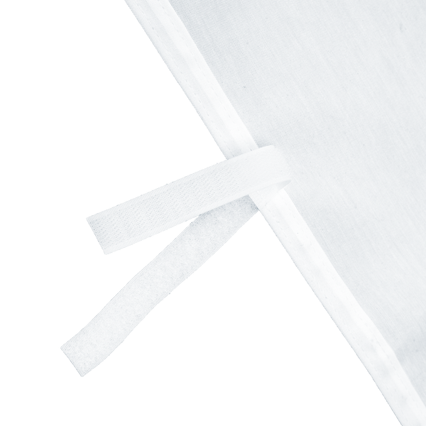 Tent walls attach to legs with hook-and-loop adhesive tabs Tent walls attach to legs with hook-and-loop adhesive tabs