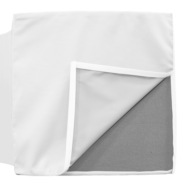 Print encloses semi-ring foam core with hook-and-loop fastener one of the sides