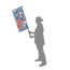 Pole can be detached from the backpack and used as a hand-held display. Pole can be detached from the backpack and used as a hand-held display.