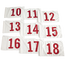 Red on white background numbers 10-18 Red on white background numbers 10-18