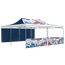 20' x 20' Tent with custom canopy, 1 full and 1 half wall. Half wall consists of 2 half walls leaving a small gap in the center 20' x 20' Tent with custom canopy, 1 full and 1 half wall. Half wall consists of 2 half walls leaving a small gap in the center