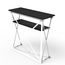 The countertop and shelf both feature a wood-grain finish The countertop and shelf both feature a wood-grain finish