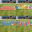 Happy Birthday (red), Happy Birthday (multicolor), Welcome Home (blue), and Welcome Home (patriotic)