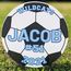 Personalized yard sign shaped like a soccer ball Soccer yard sign