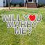Will you marry me with a heart yard card set Will you marry me sign letters